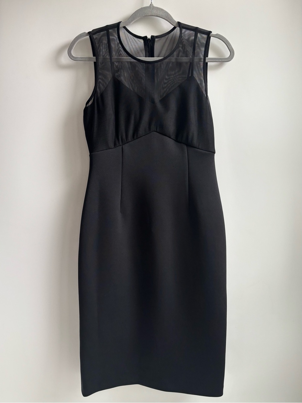 Calvin Klein Sheath Sleeveless Mini Dress With Mesh Yoke Black Size 4